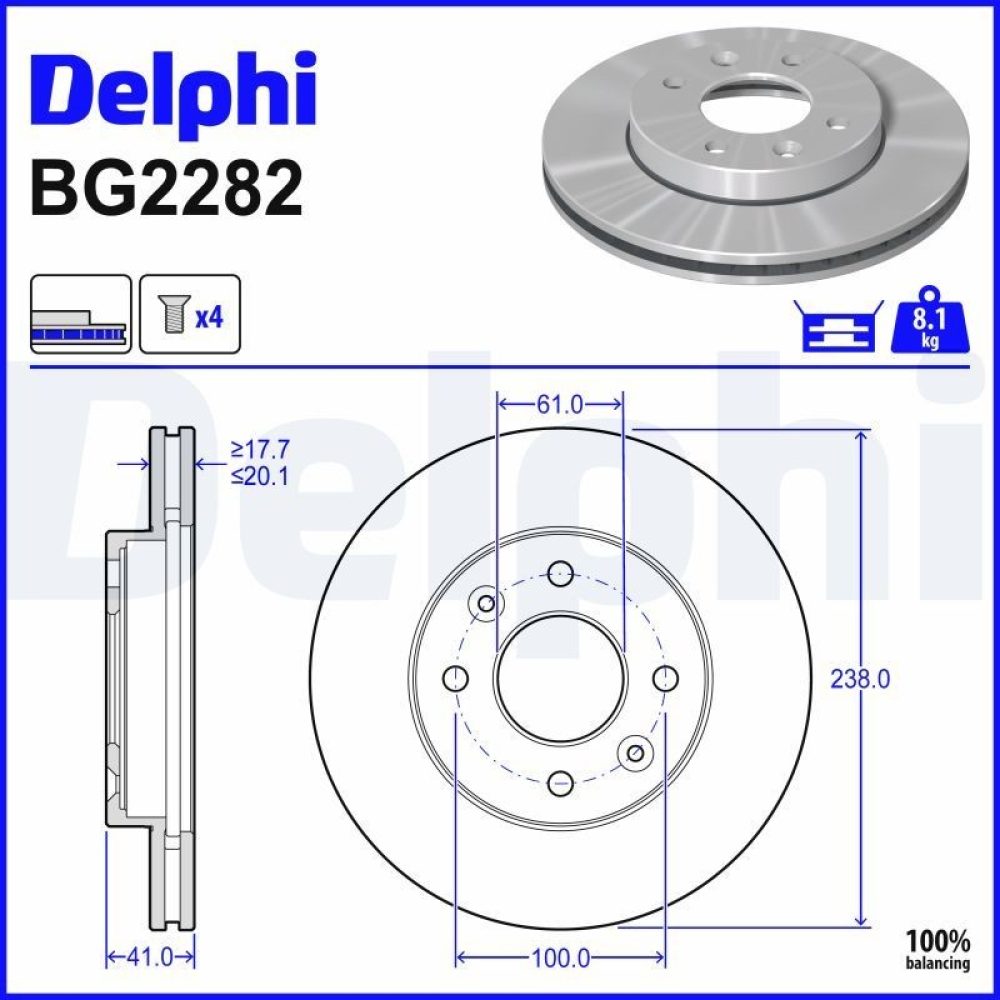 Brake Disc DELPHI BG2282