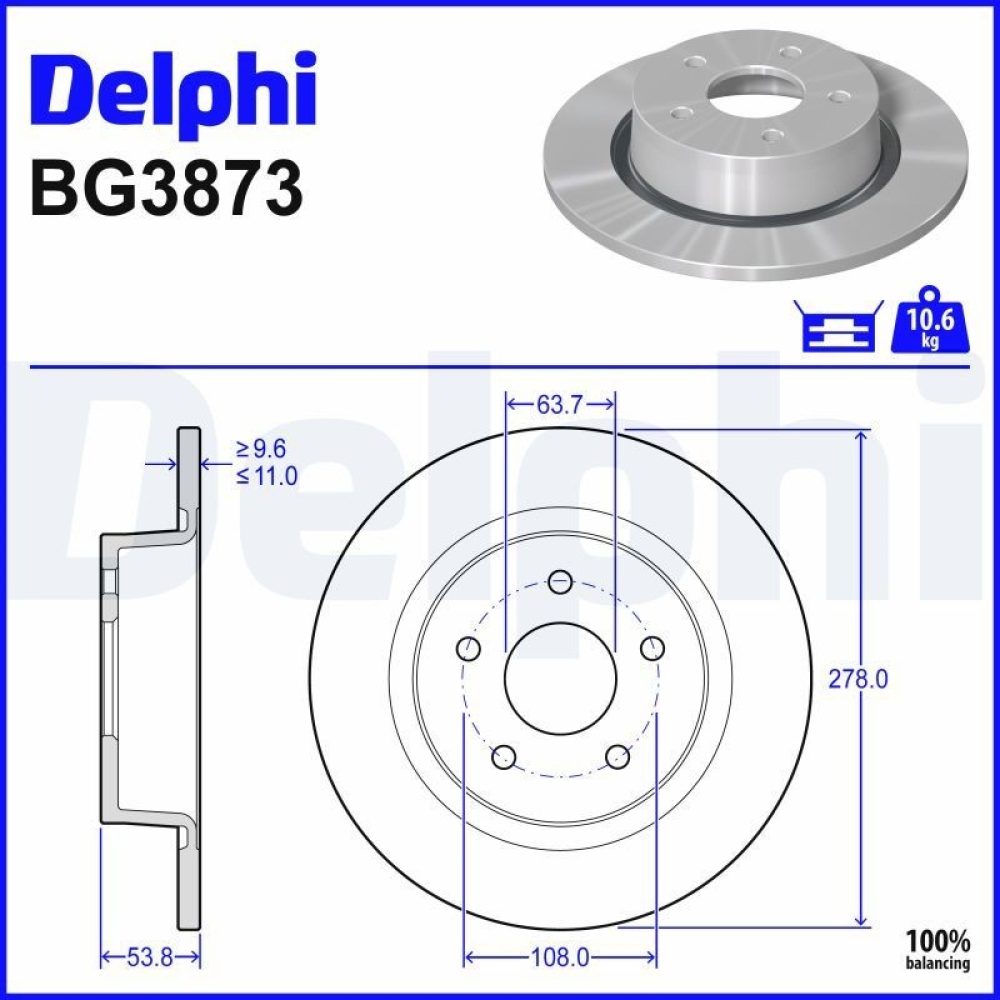 Brake Disc DELPHI BG3873