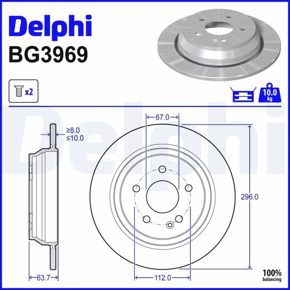 Brake Disc DELPHI BG3969