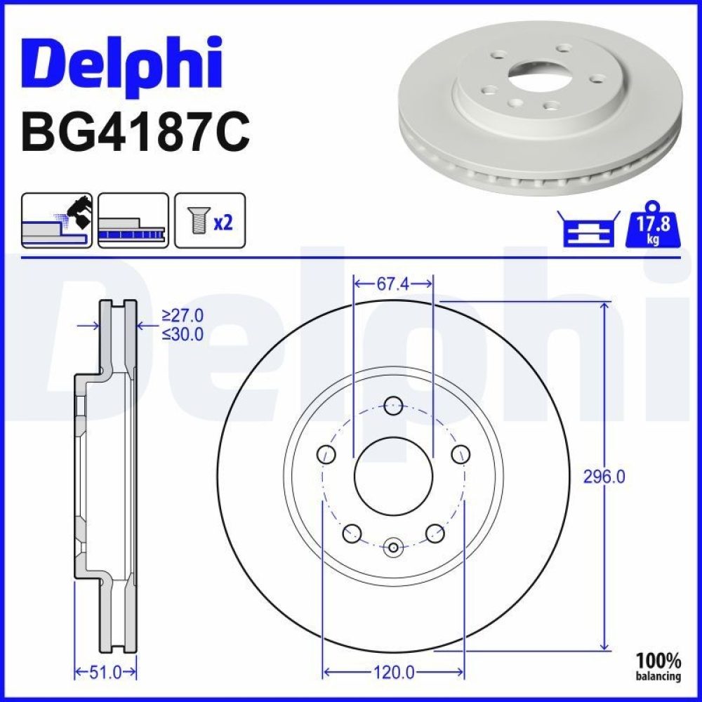Brake Disc DELPHI BG4187C