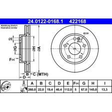 Brake Disc ATE 24.0122-0168.1