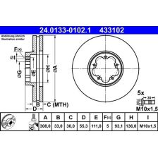 Brake Disc ATE 24.0133-0102.1