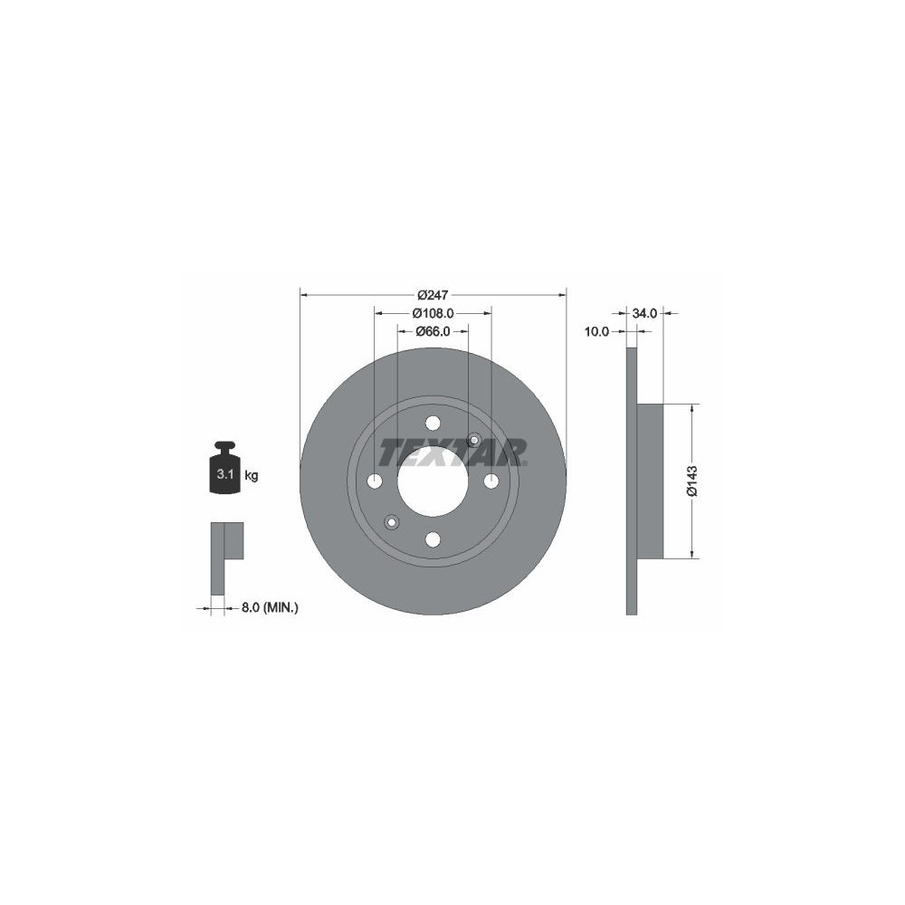 Brake Disc TEXTAR 92029803