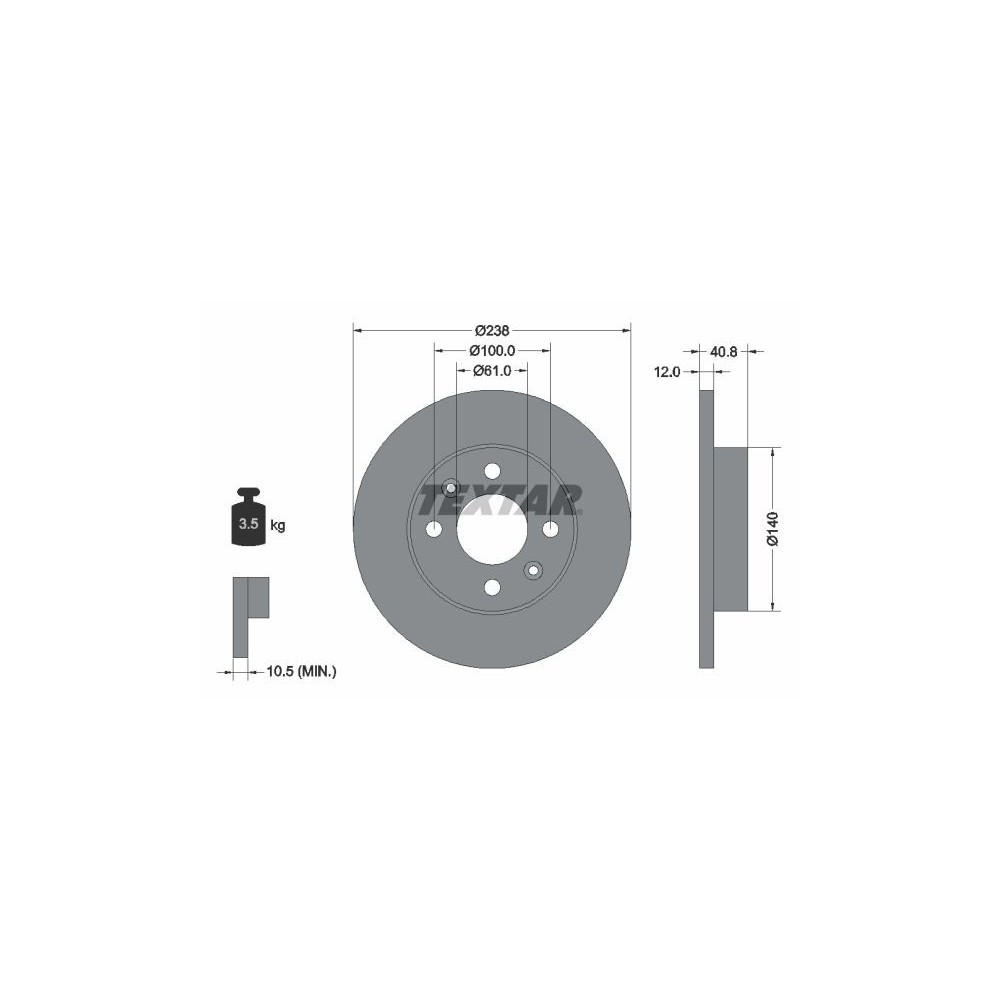 Brake Disc TEXTAR 92036103