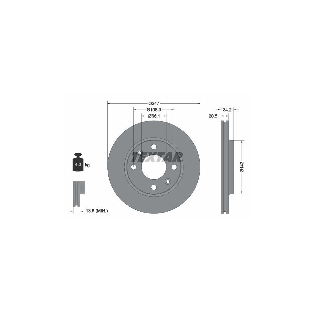 Brake Disc TEXTAR 92043103