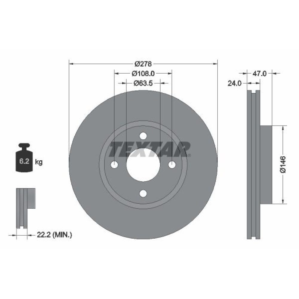 Brake Disc TEXTAR 92075400