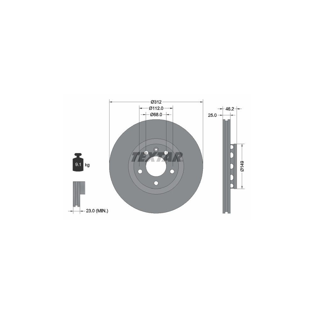Brake Disc TEXTAR 92106105