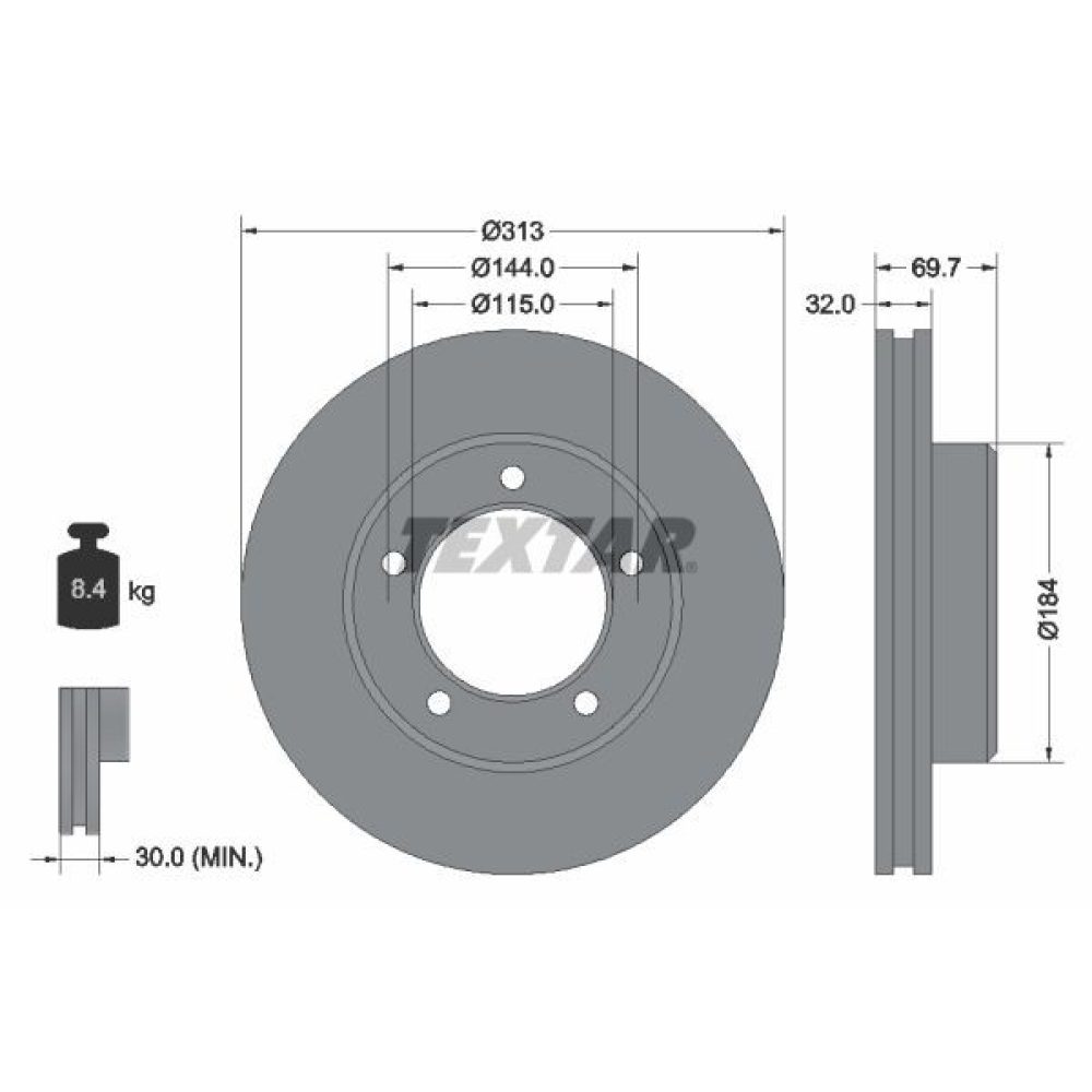 Brake Disc TEXTAR 92108103
