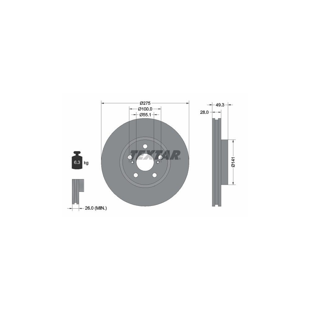 Brake Disc TEXTAR 92142003