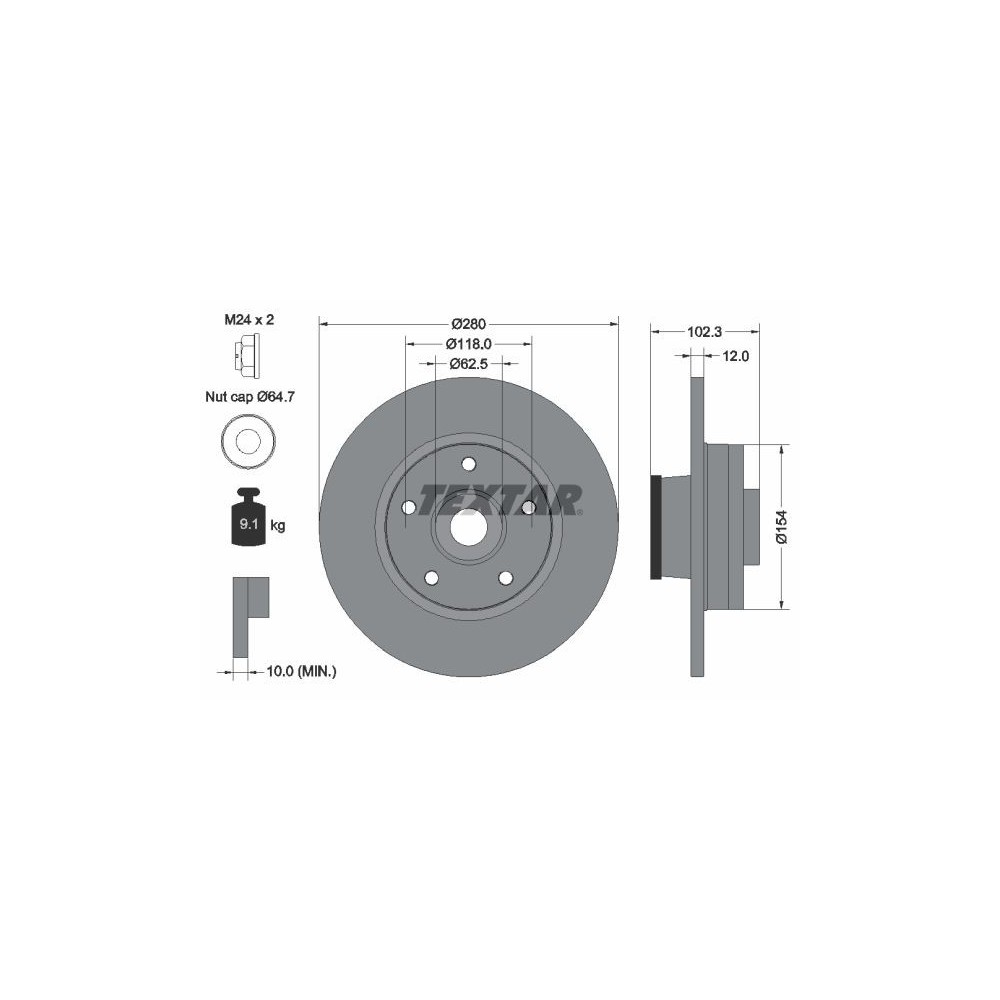 Brake Disc TEXTAR 92153703