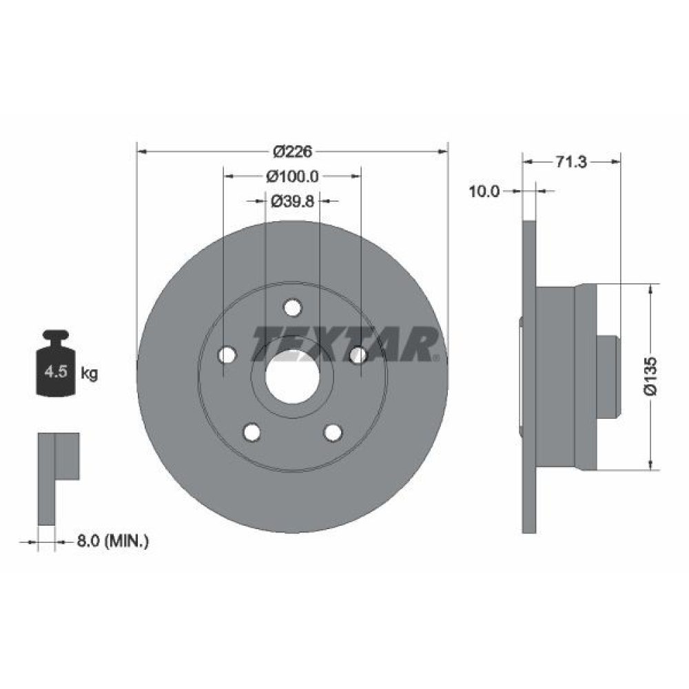 Brake Disc TEXTAR 92153800