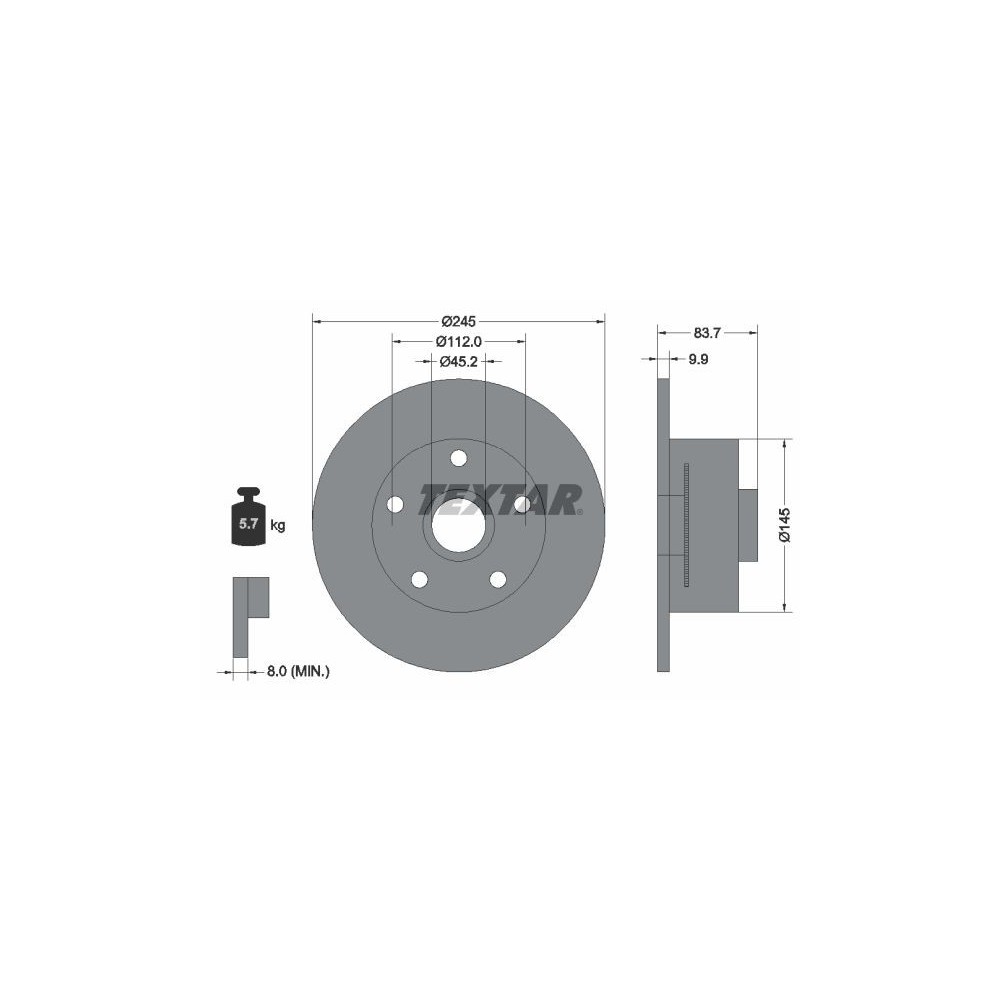 Brake Disc TEXTAR 92154303