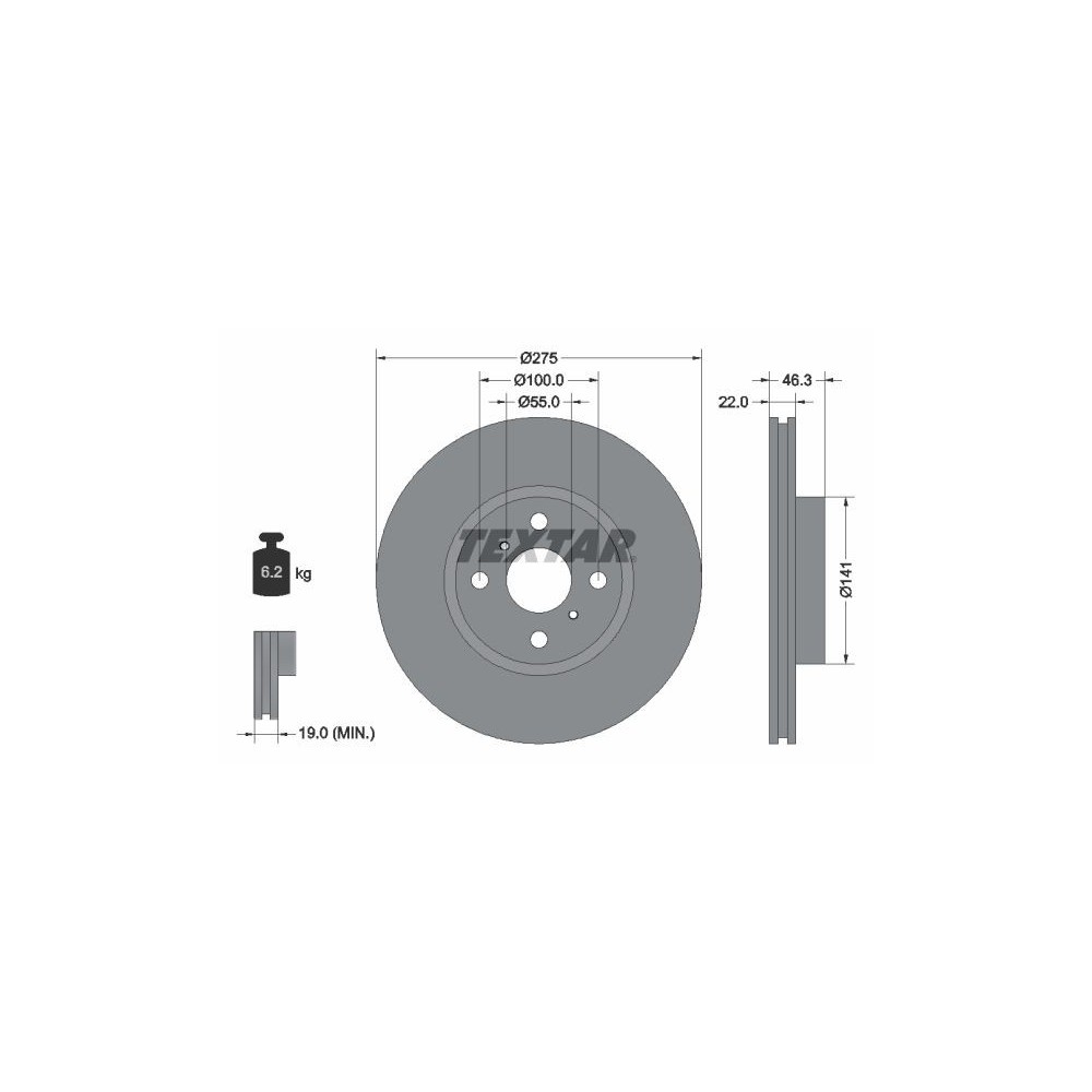 Brake Disc TEXTAR 92156200