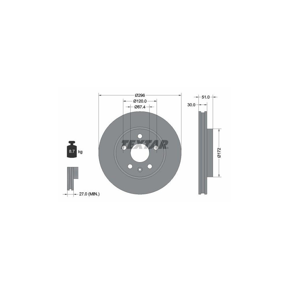 Brake Disc TEXTAR 92186905
