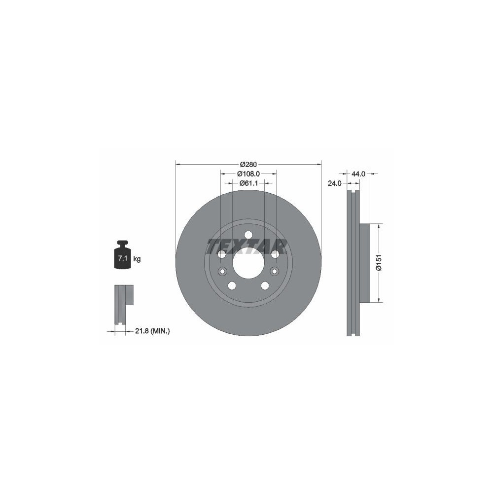 Brake Disc TEXTAR 92196803