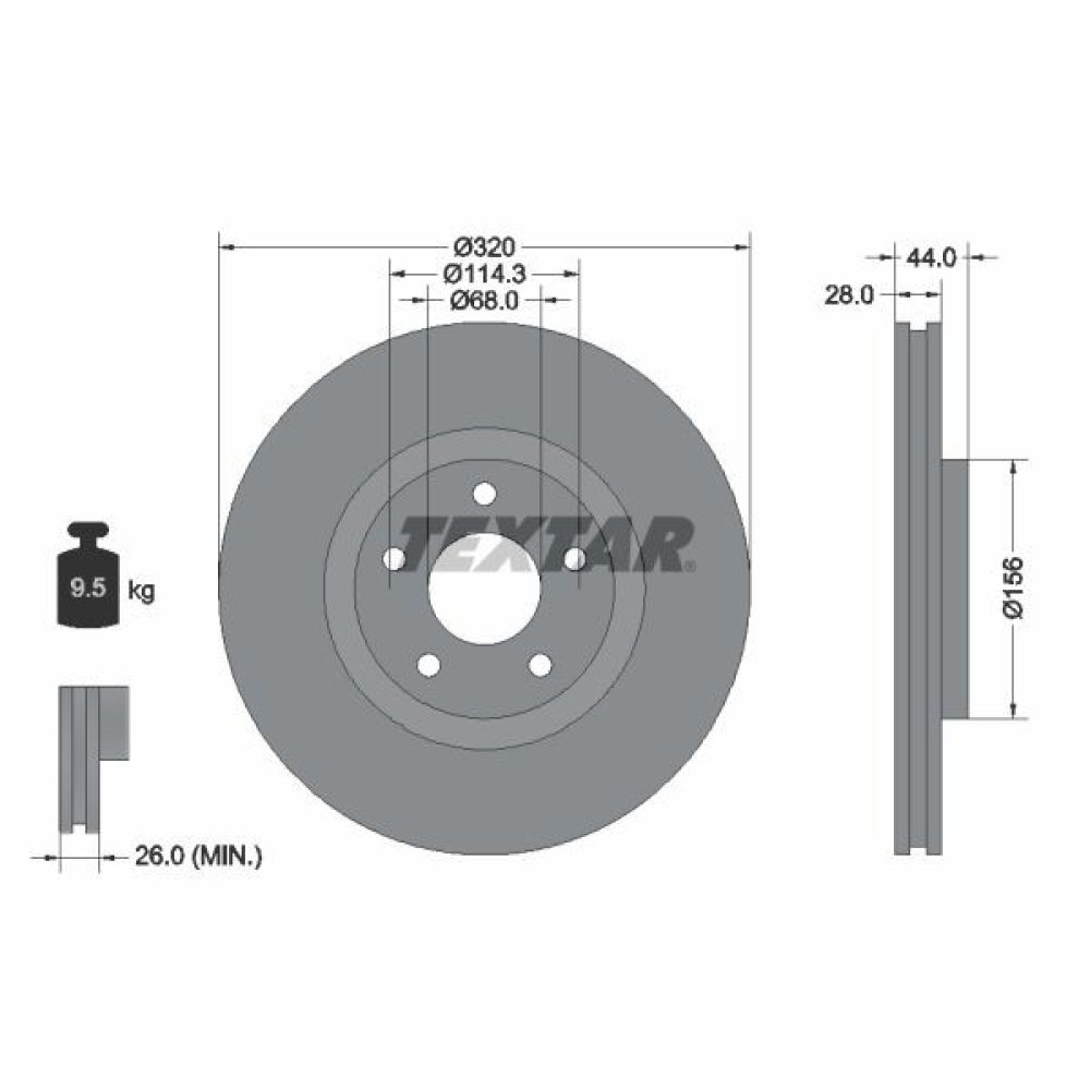 Brake Disc TEXTAR 92222003