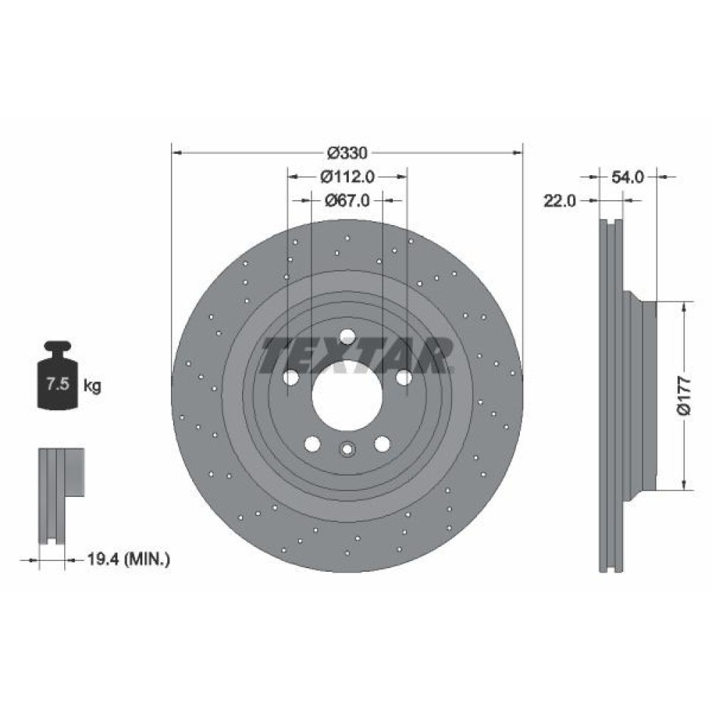 Brake Disc TEXTAR 92254505