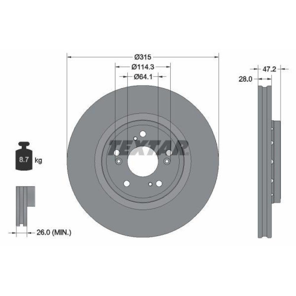Brake Disc TEXTAR 92283303