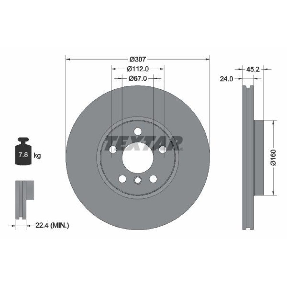 Brake Disc TEXTAR 92283605