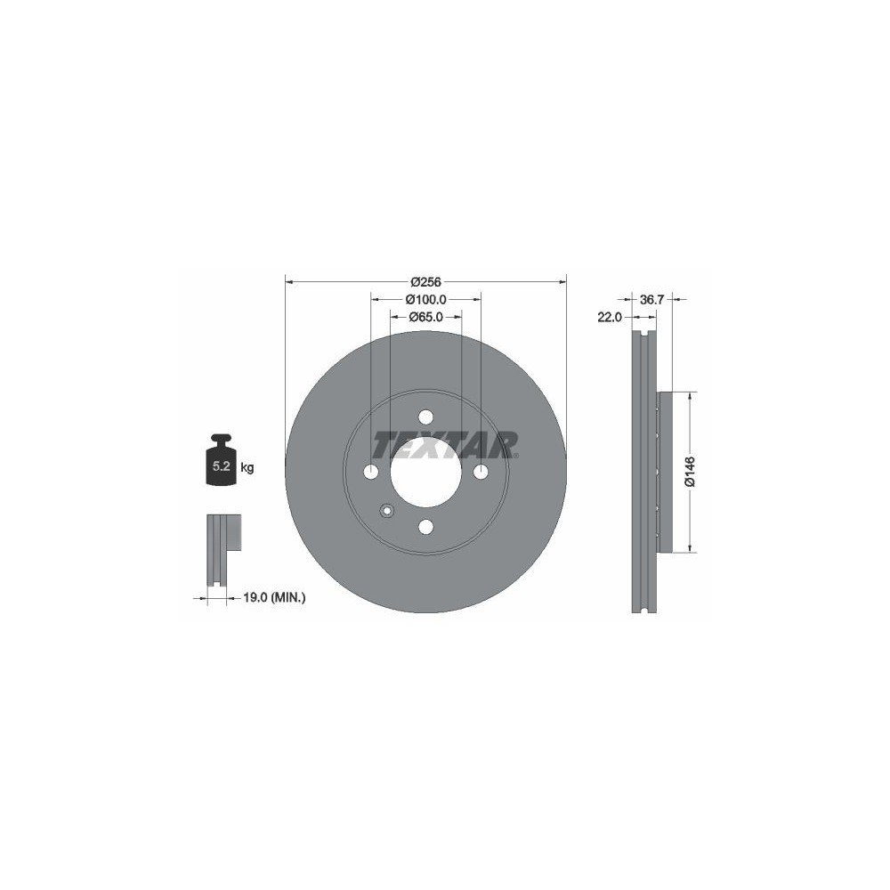 Brake Disc TEXTAR 92287003