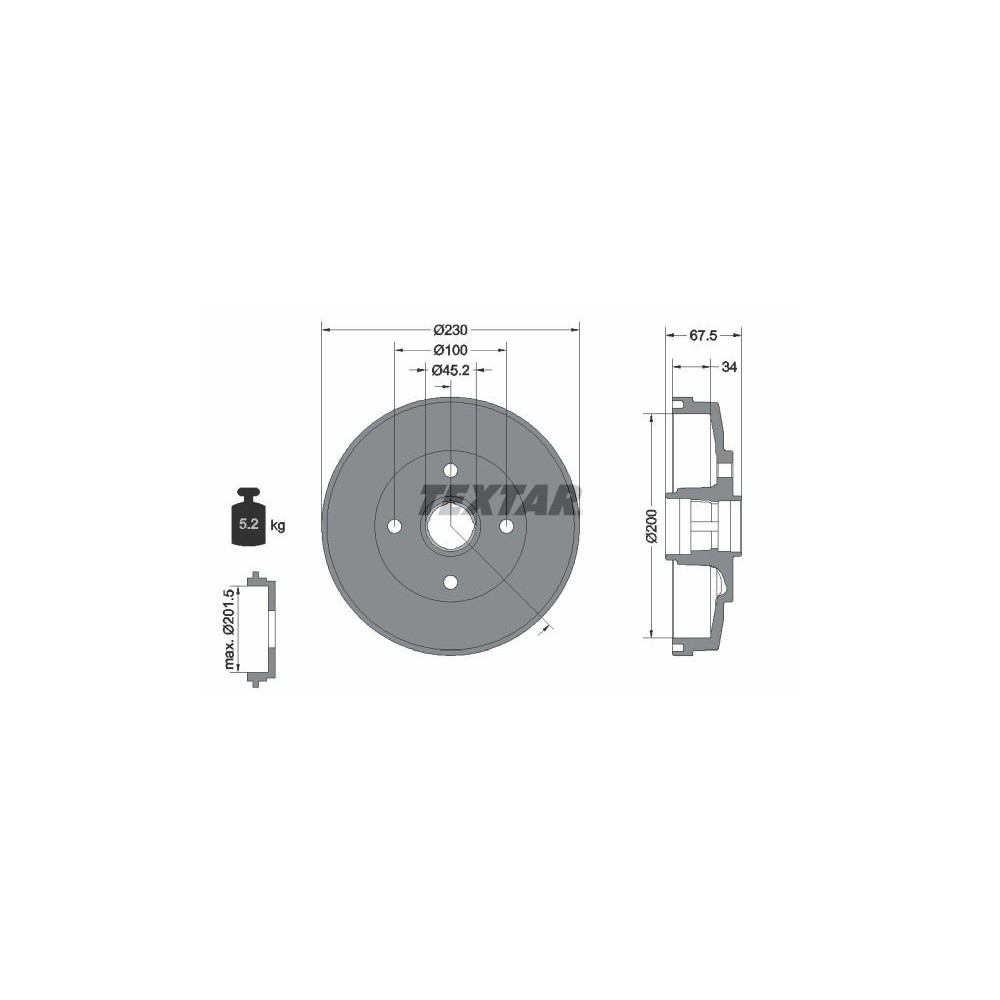 Brake Drum TEXTAR 94036500