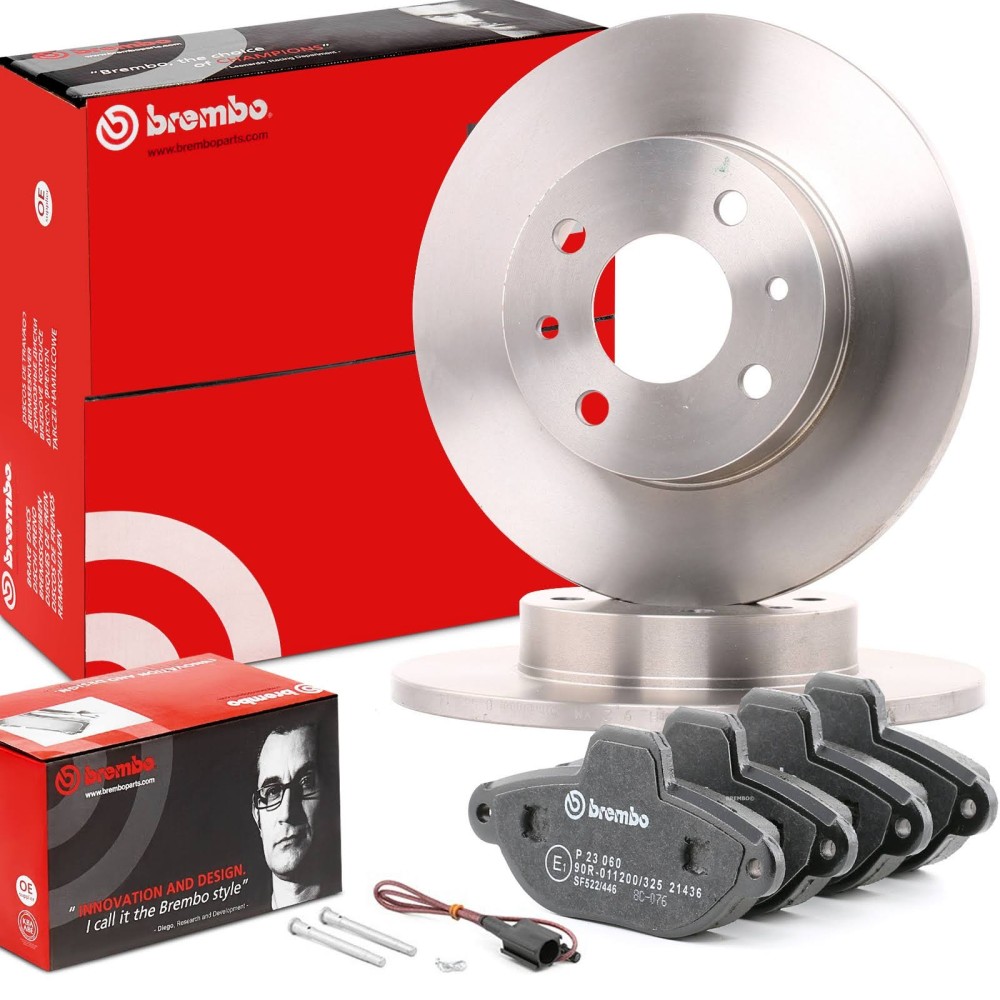 BREMBO Prime BRB3405N0493 Brake disc and pads set Front Axle solid incl. wear warning contact